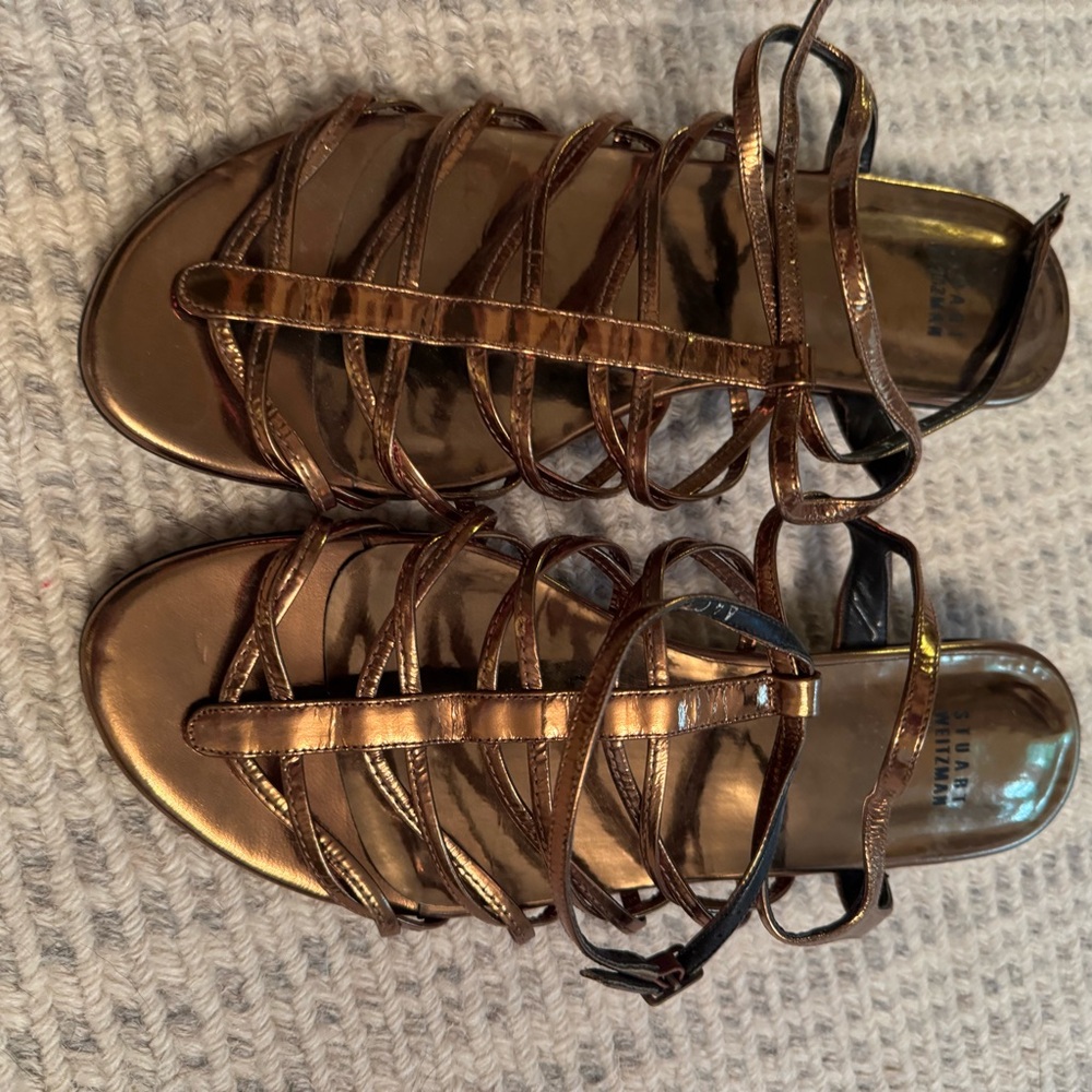 Metallic Bronze Strappy Sandals